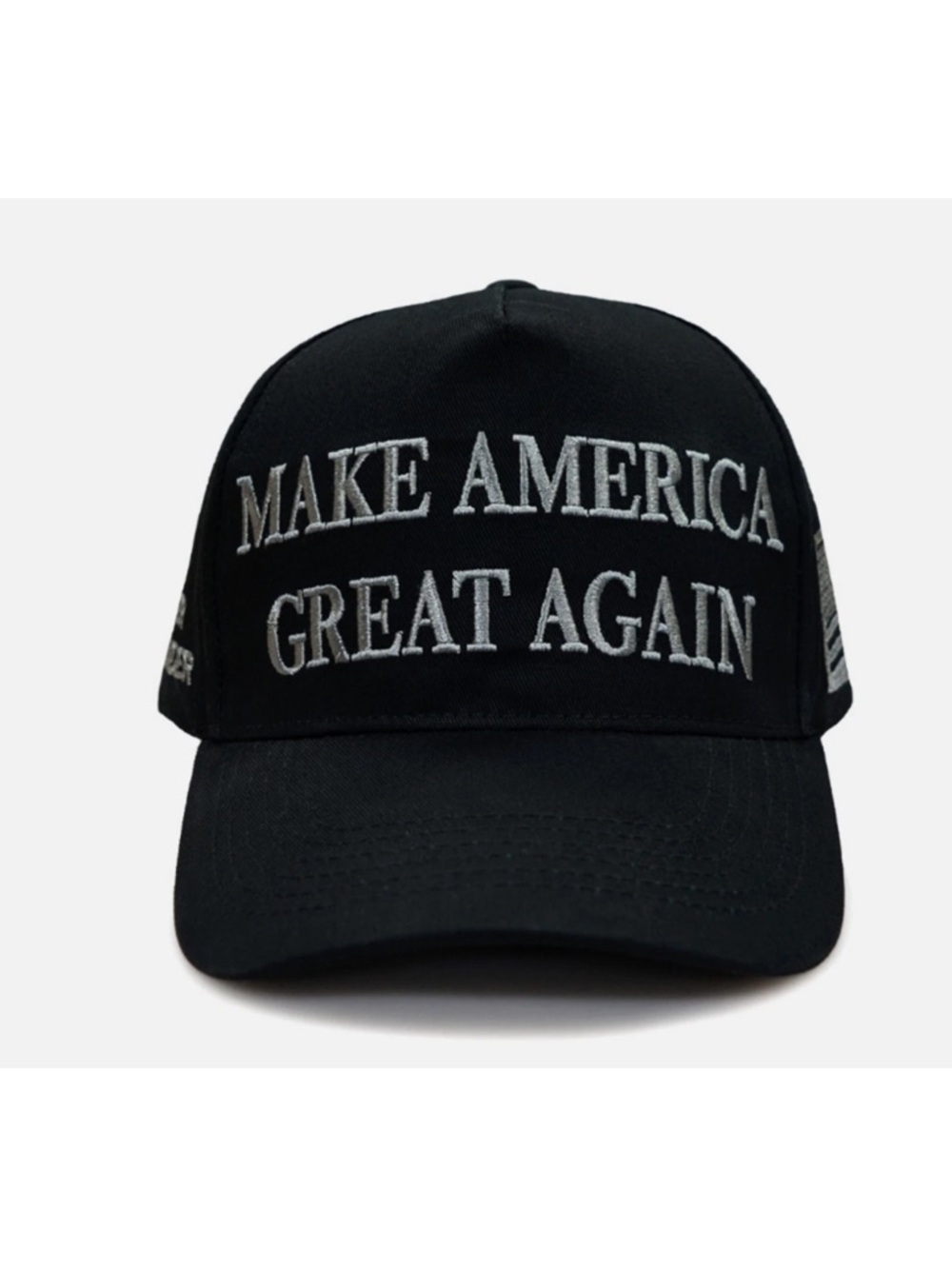 Black Embroidered Slogan Baseball Cap